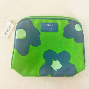 Kate Spade x Clinique Blue and Green Cosmetic Toiletry Bag NWT